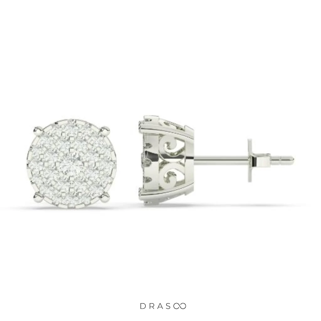 SPARKLE BLOOM ROUND STUD EARRINGS