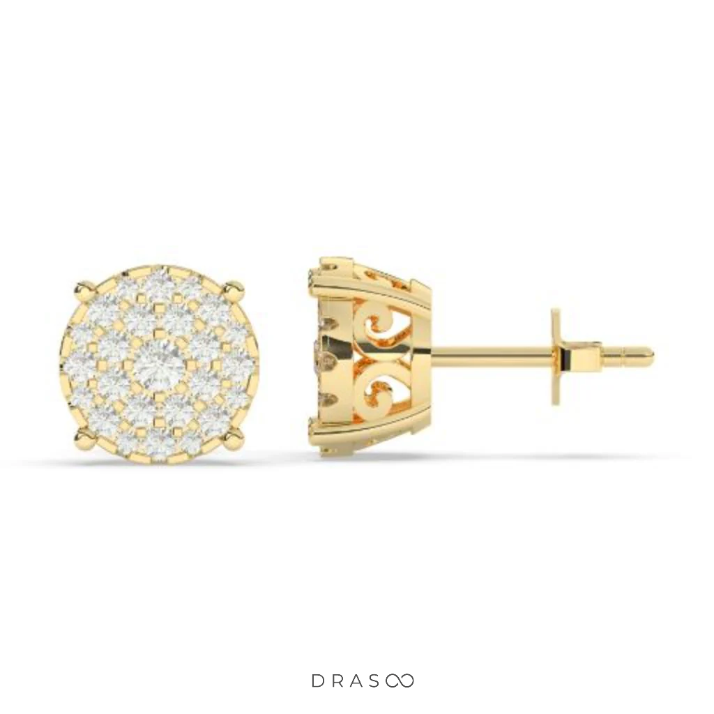 SPARKLE BLOOM ROUND STUD EARRINGS