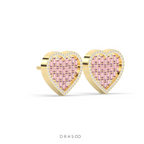 PINK HEART DIAMOND LOVE STUDS