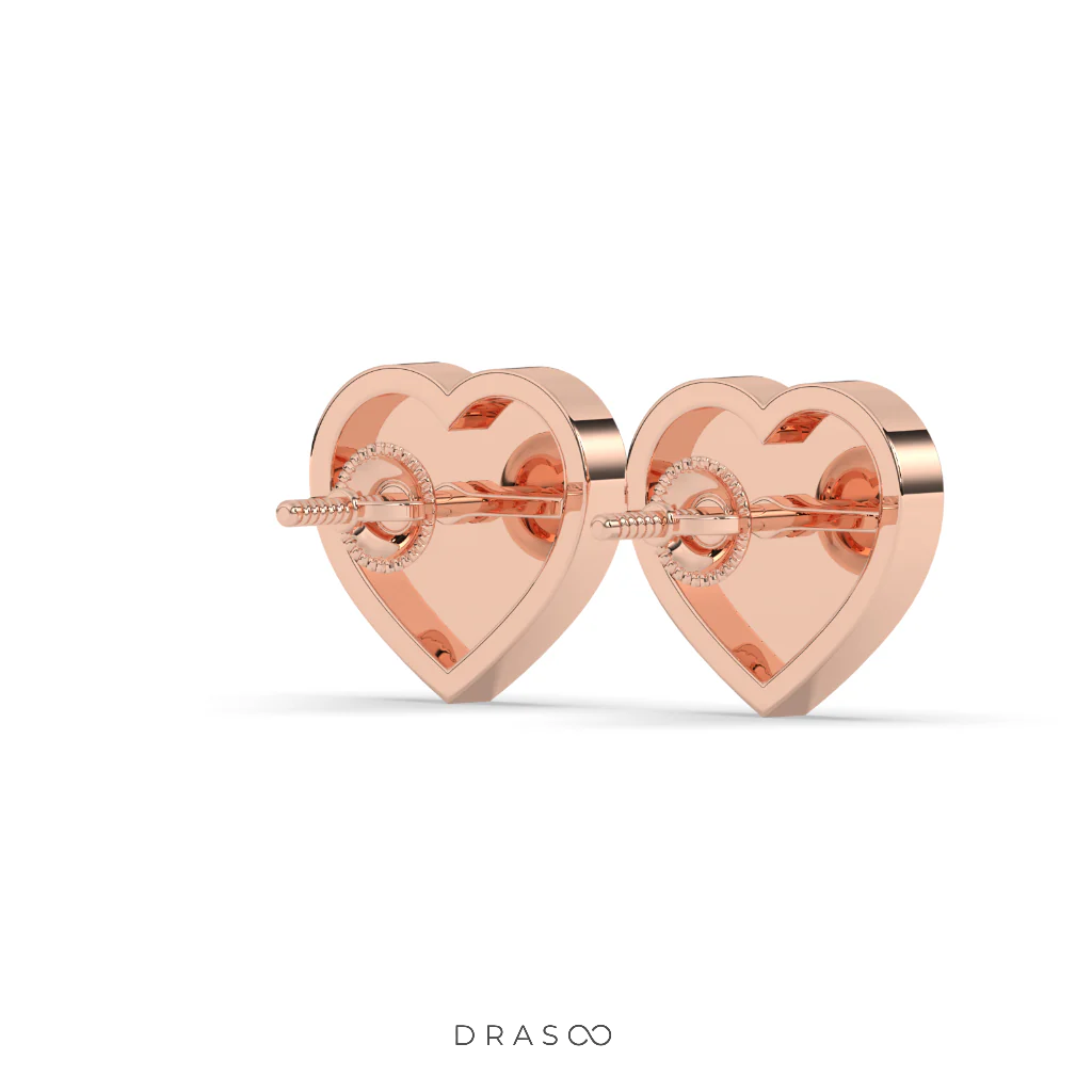 PINK HEART DIAMOND LOVE STUDS