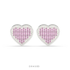PINK HEART DIAMOND LOVE STUDS