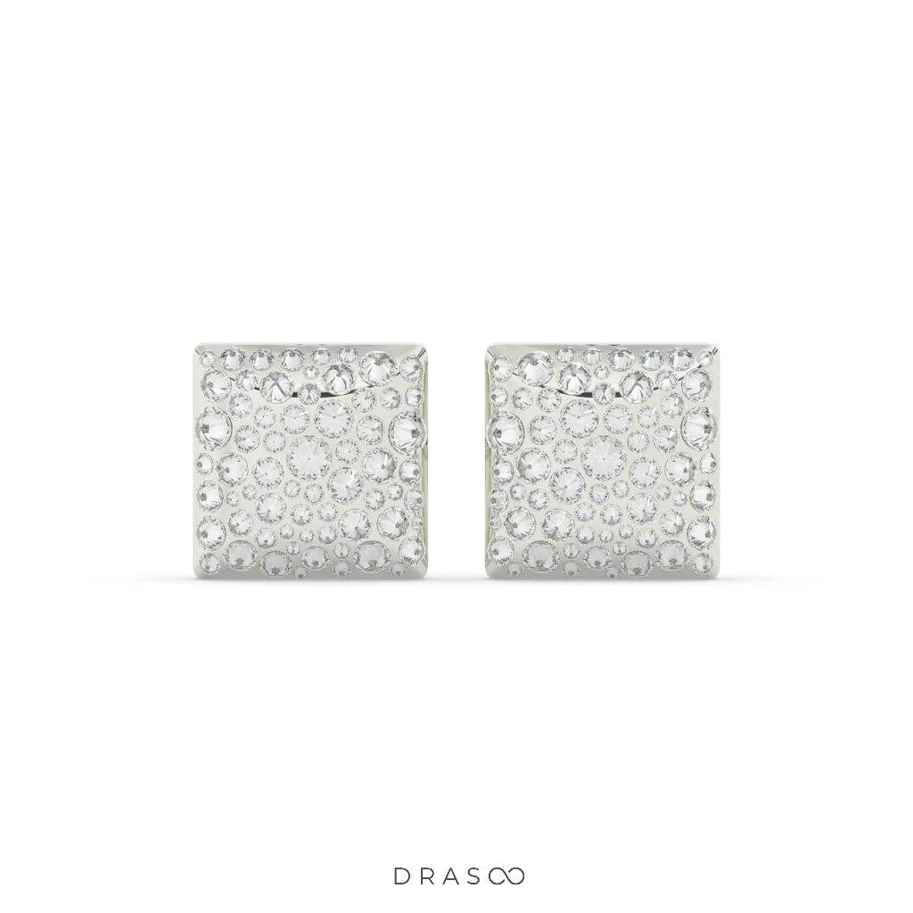 SQUARE PAVÉ DIAMOND STUD EARRINGS