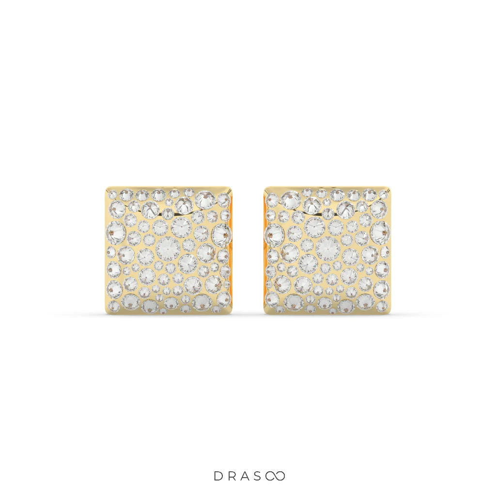 SQUARE PAVÉ DIAMOND STUD EARRINGS
