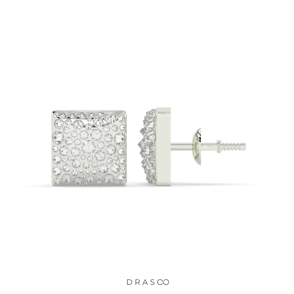 SQUARE PAVÉ DIAMOND STUD EARRINGS