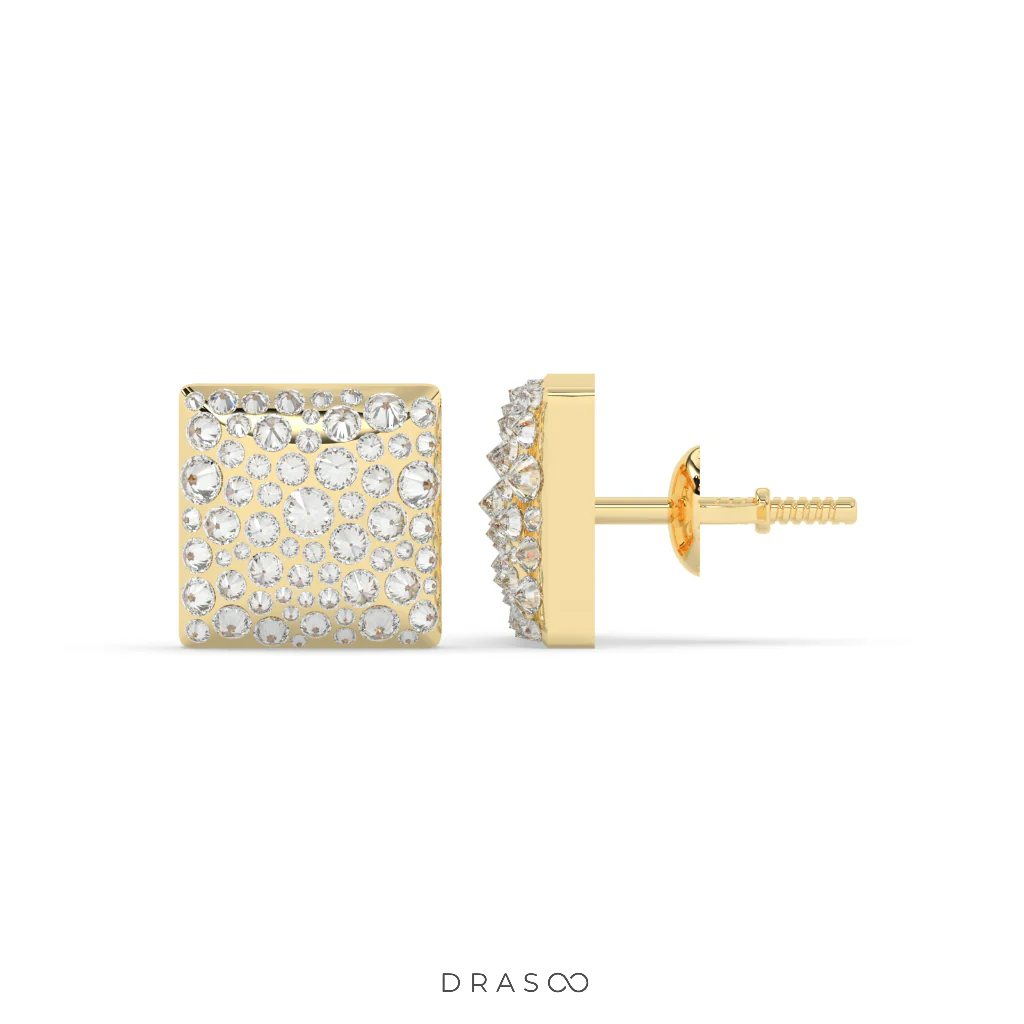 SQUARE PAVÉ DIAMOND STUD EARRINGS