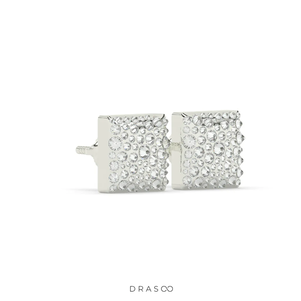 SQUARE PAVÉ DIAMOND STUD EARRINGS