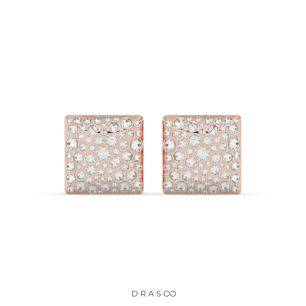 SQUARE PAVÉ DIAMOND STUD EARRINGS