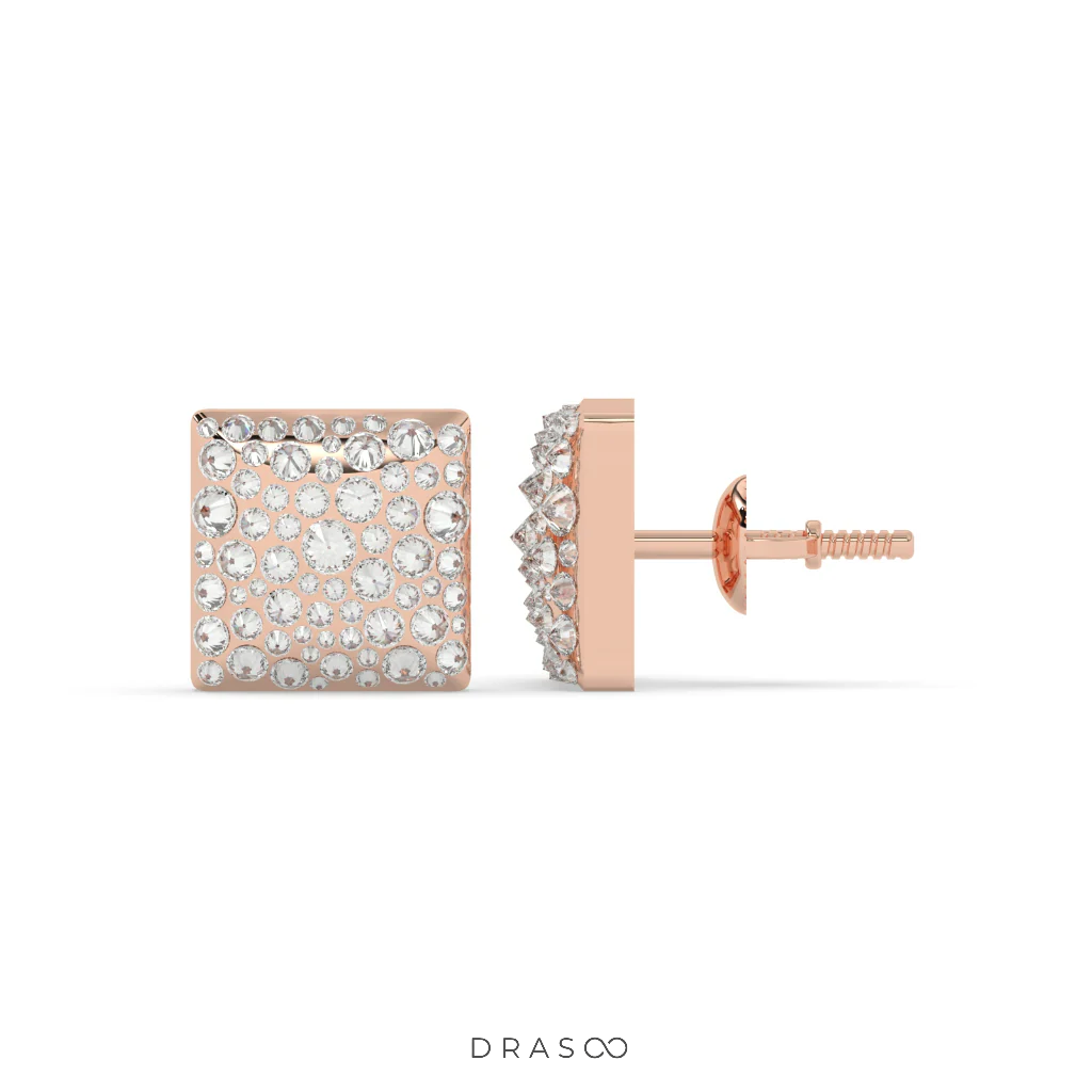 SQUARE PAVÉ DIAMOND STUD EARRINGS