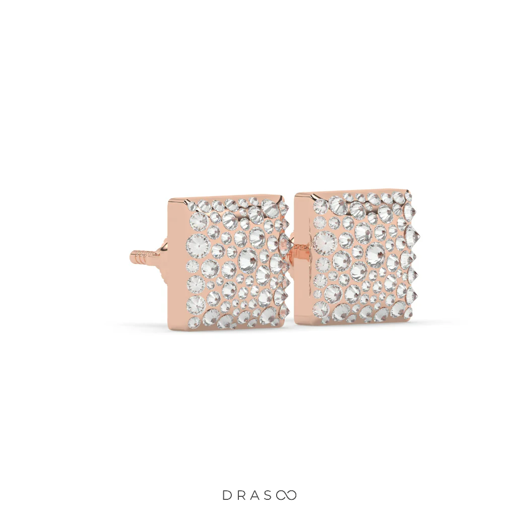 SQUARE PAVÉ DIAMOND STUD EARRINGS