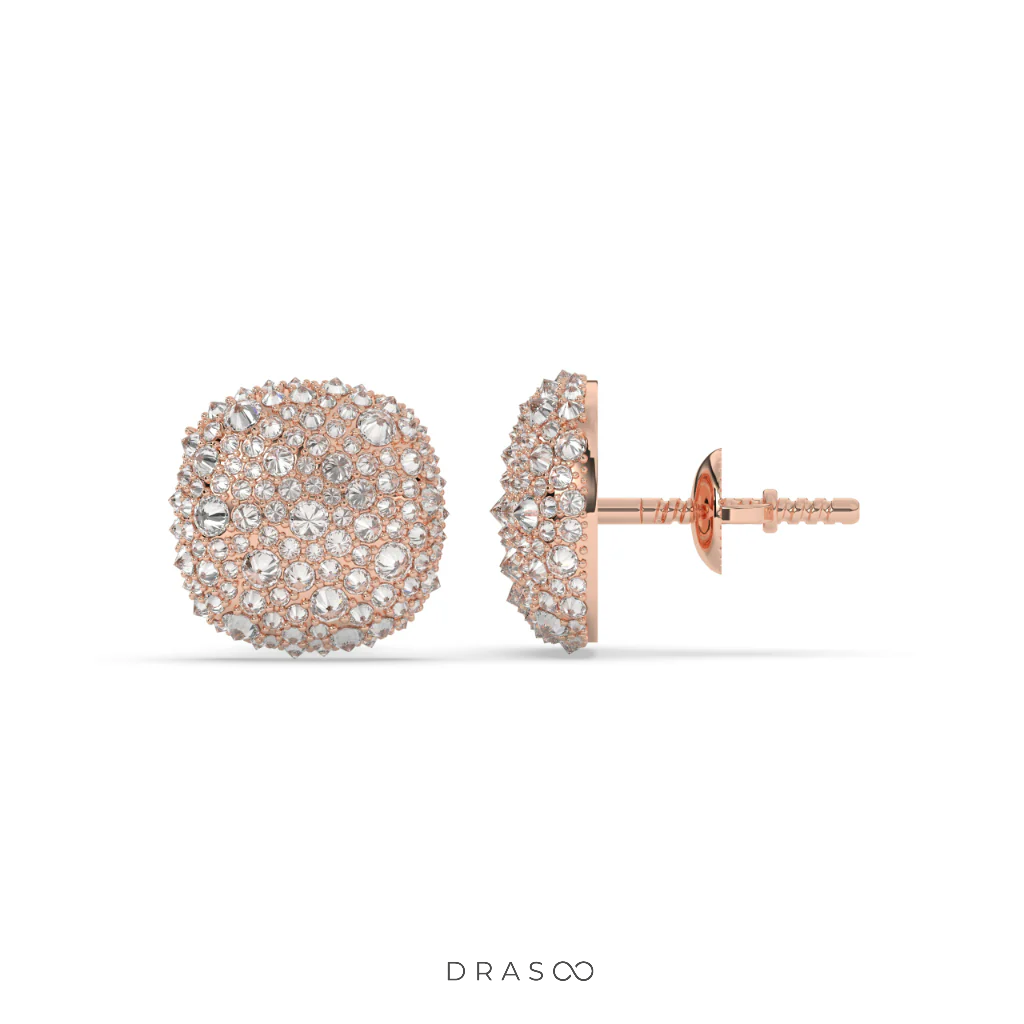 ROUND CLUSTER STONE STUD EARRINGS