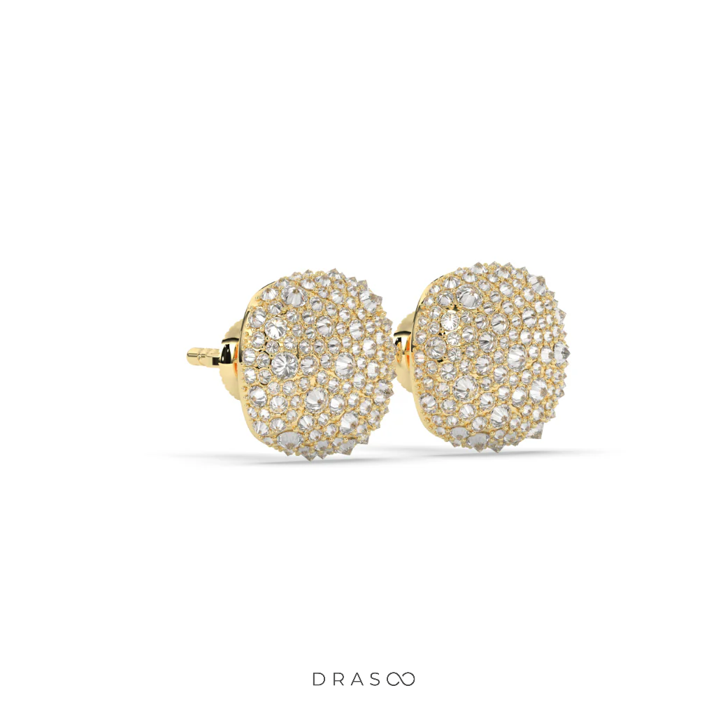 ROUND CLUSTER STONE STUD EARRINGS