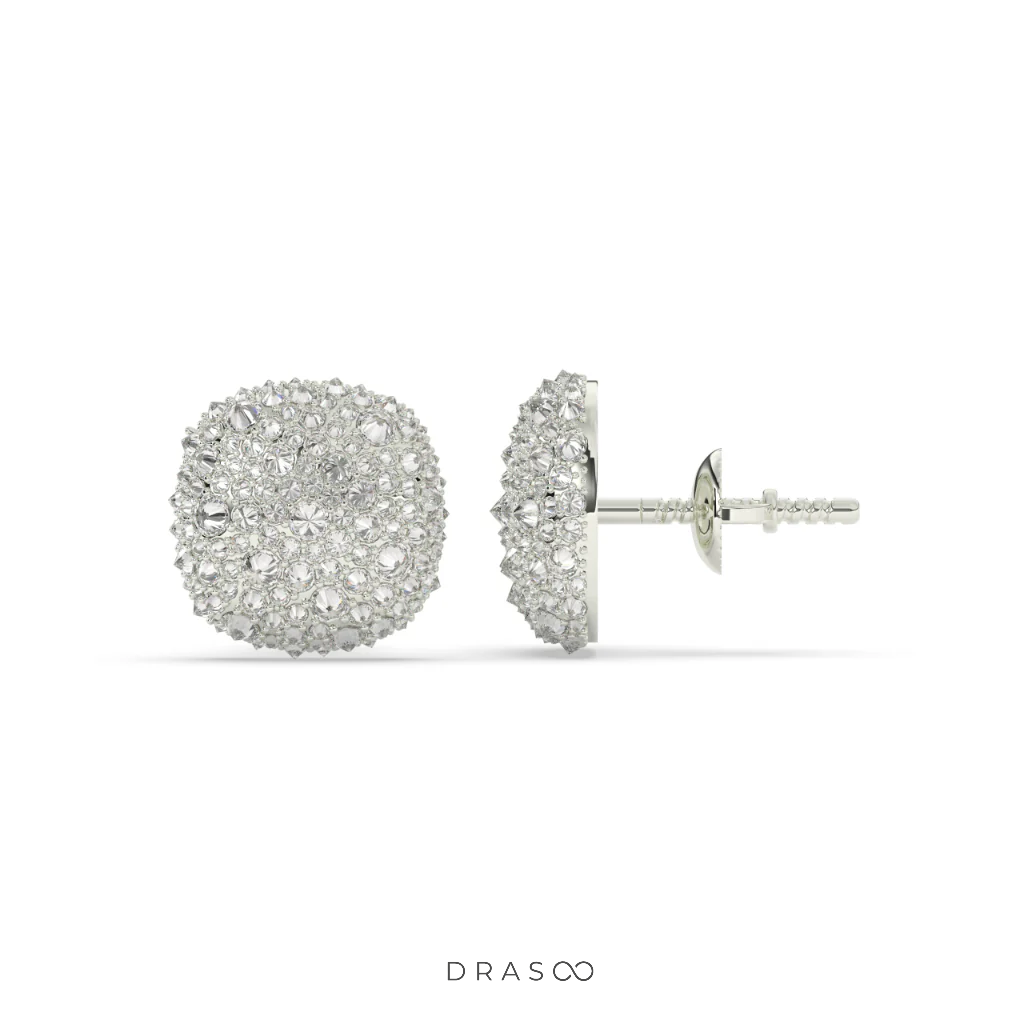 ROUND CLUSTER STONE STUD EARRINGS