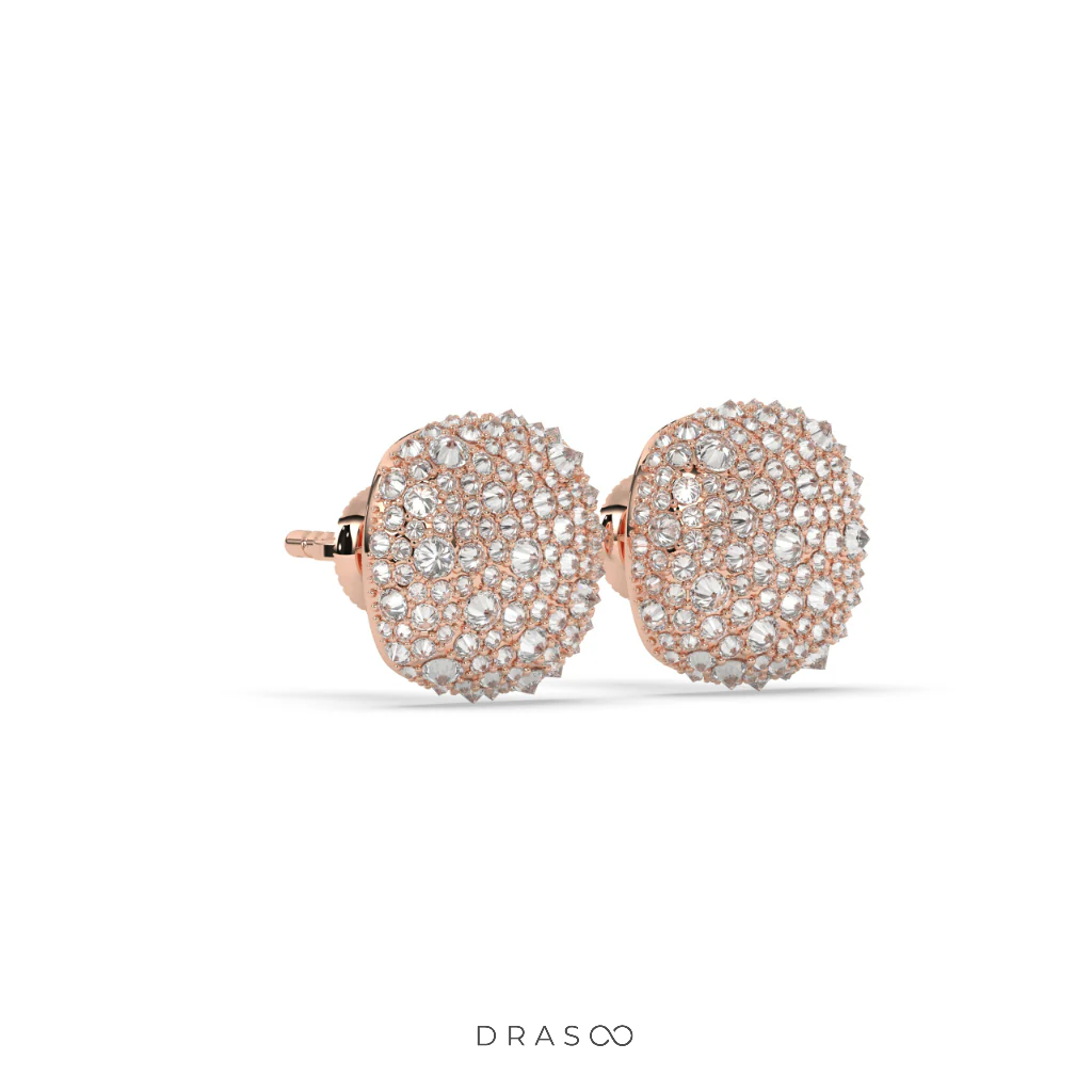 ROUND CLUSTER STONE STUD EARRINGS