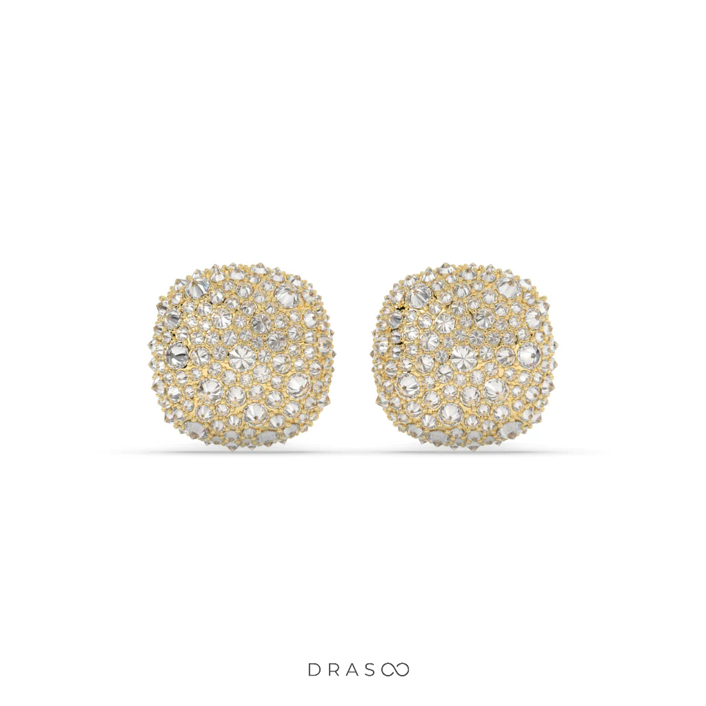 ROUND CLUSTER STONE STUD EARRINGS