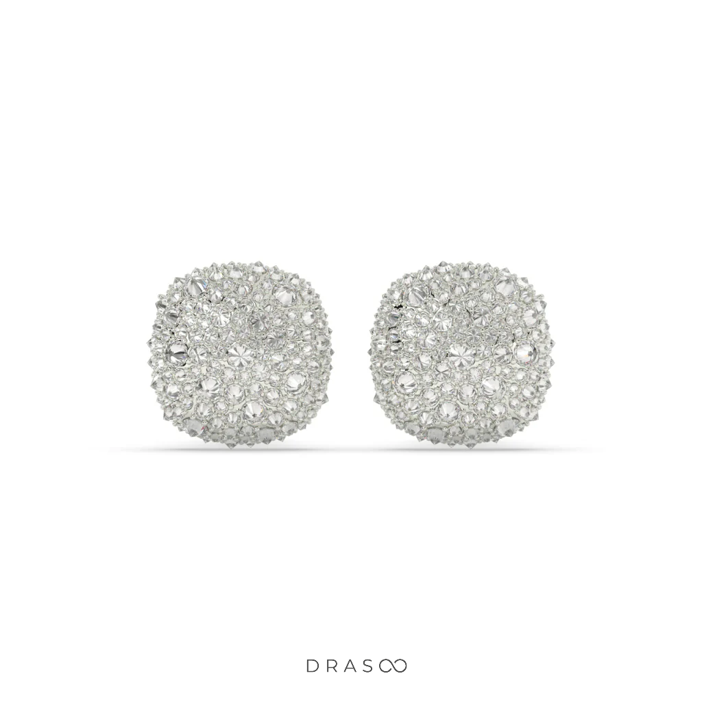 ROUND CLUSTER STONE STUD EARRINGS