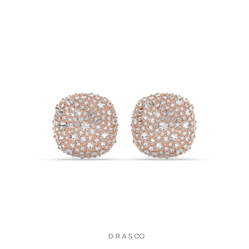 ROUND CLUSTER STONE STUD EARRINGS