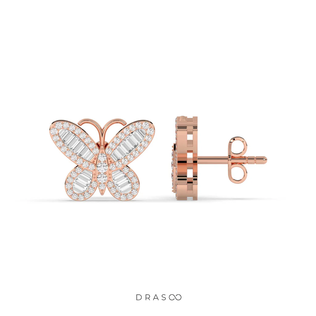 BUTTERFLY SHIMMER DIAMOND STUD EARRINGS