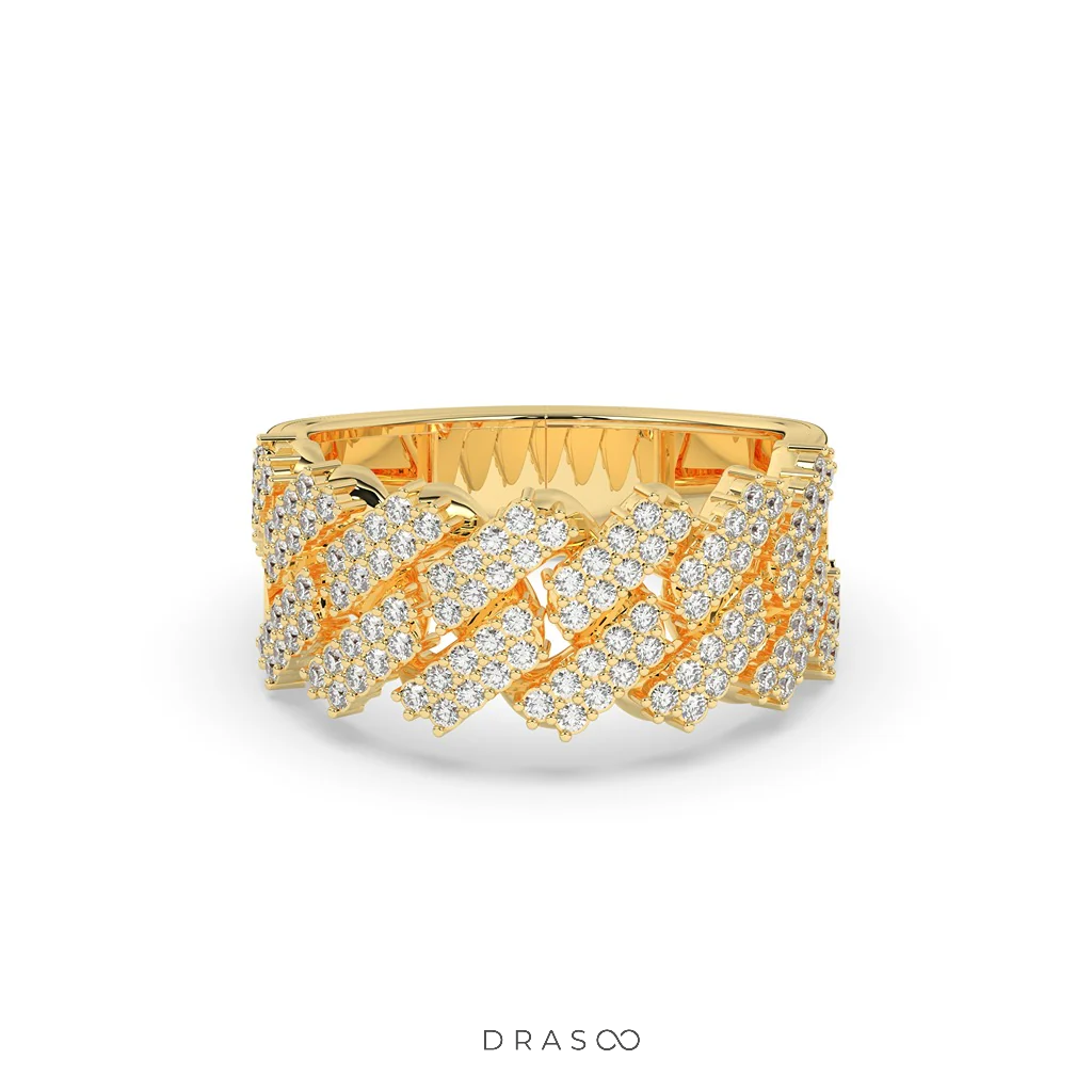 CROSS LINKED DIAMOND GOLD RING