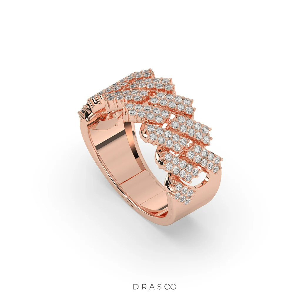 CROSS LINKED DIAMOND GOLD RING