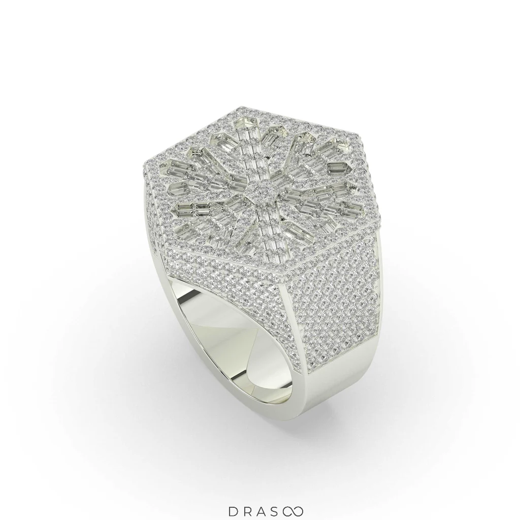 SNOWFLAKE SHINE HEXAGON DIAMOND RING