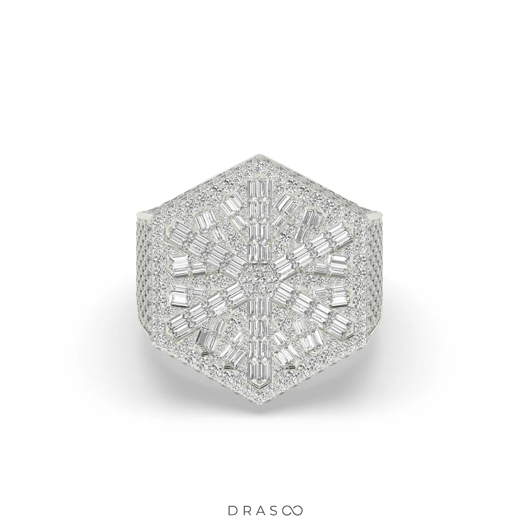 SNOWFLAKE SHINE HEXAGON DIAMOND RING