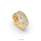 WIDE GOLD MULTI-DIAMOND RING