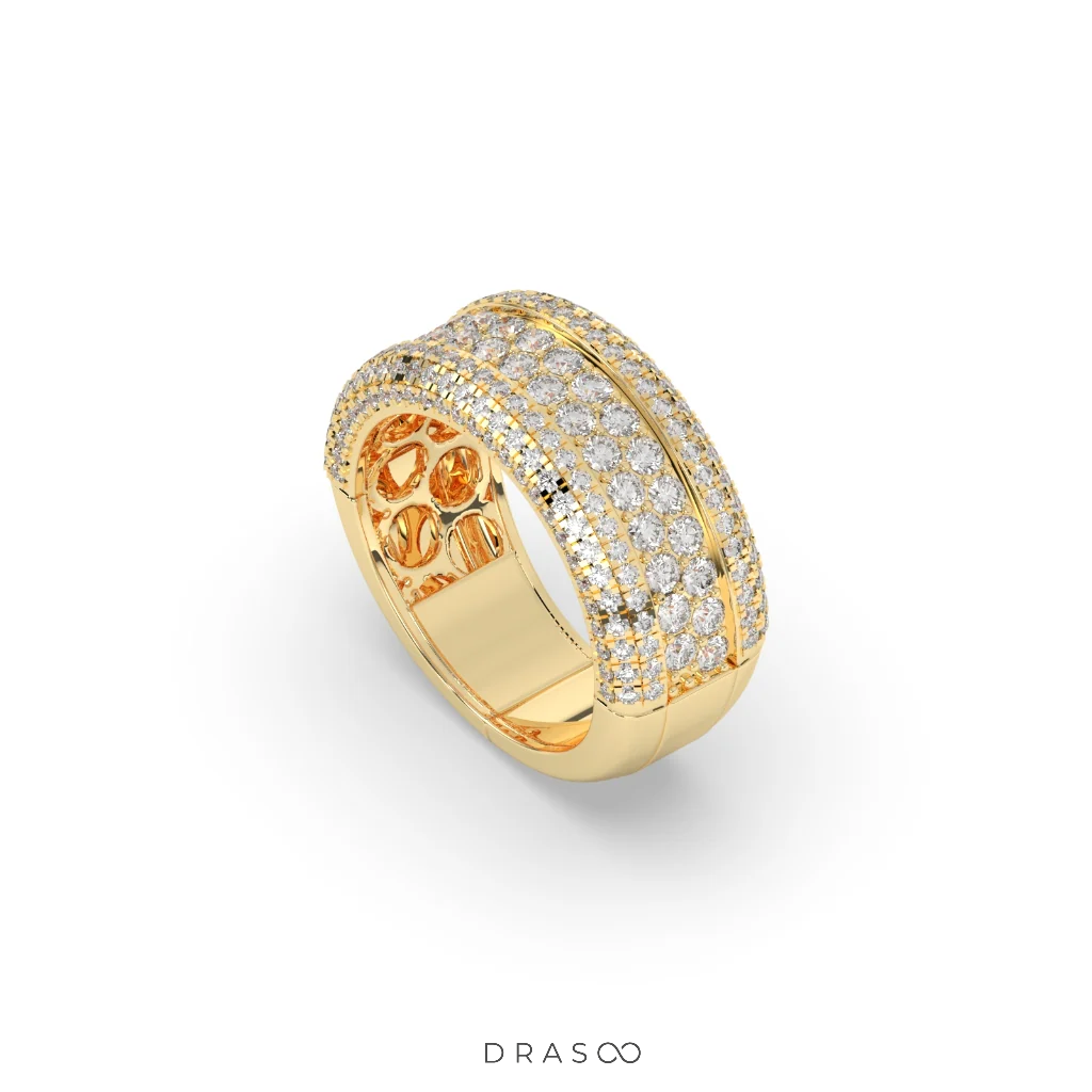 WIDE GOLD MULTI-DIAMOND RING