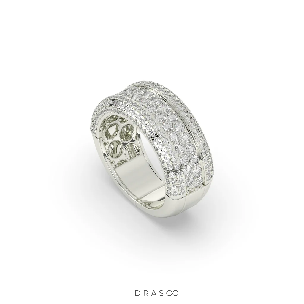 WIDE GOLD MULTI-DIAMOND RING