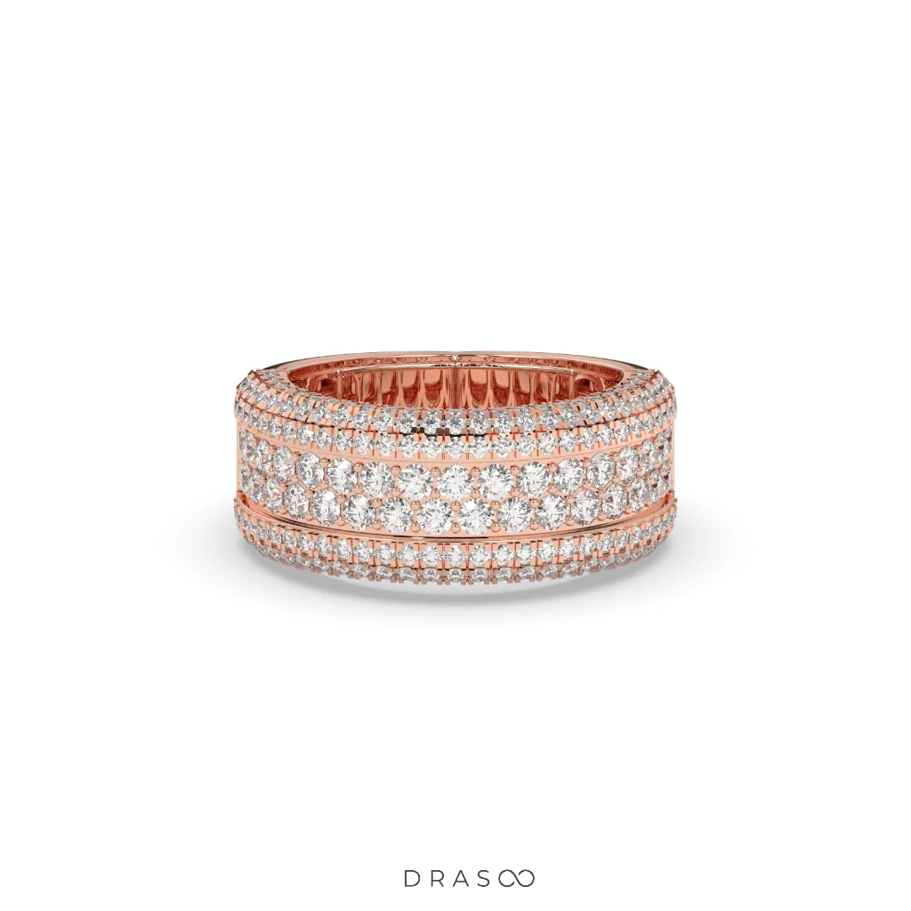 WIDE GOLD MULTI-DIAMOND RING