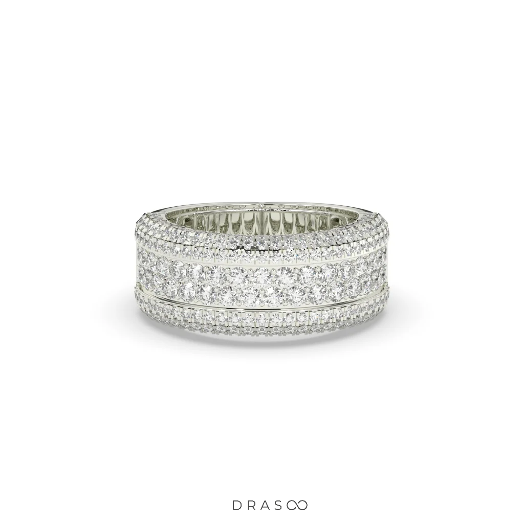 WIDE GOLD MULTI-DIAMOND RING
