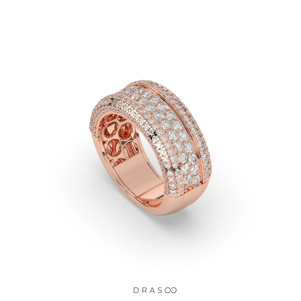 WIDE GOLD MULTI-DIAMOND RING