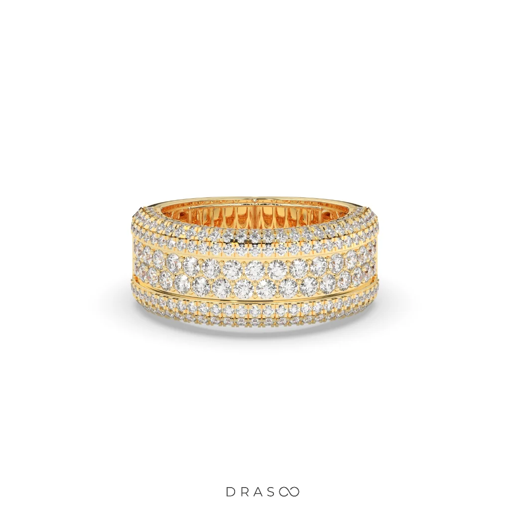 WIDE GOLD MULTI-DIAMOND RING