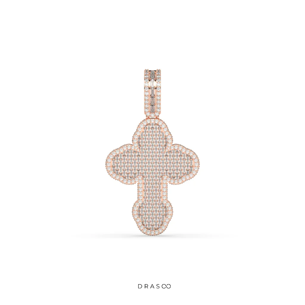DIAMOND PAVÉ ROUNDED CROSS PENDANT