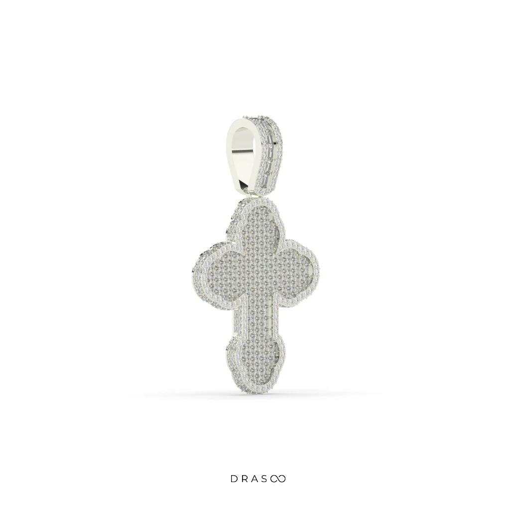 DIAMOND PAVÉ ROUNDED CROSS PENDANT
