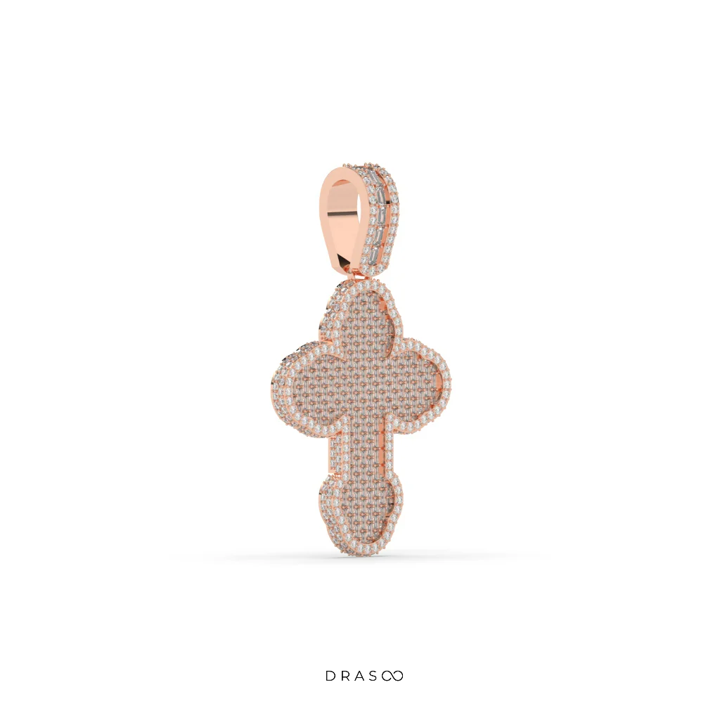 DIAMOND PAVÉ ROUNDED CROSS PENDANT