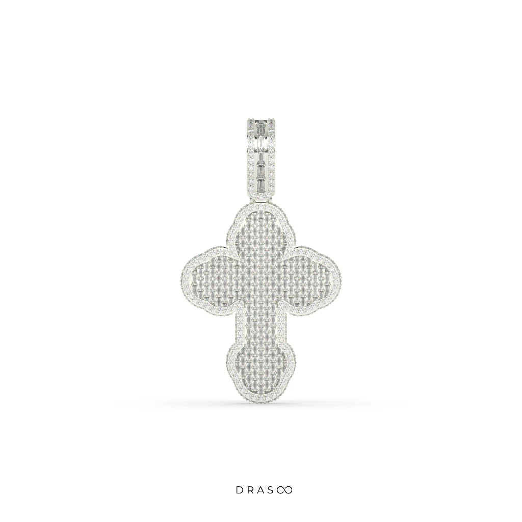 DIAMOND PAVÉ ROUNDED CROSS PENDANT