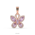 PINK BUTTERFLY DIAMOND GOLD PENDANT
