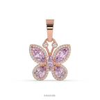 PINK BUTTERFLY DIAMOND GOLD PENDANT