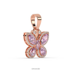 PINK BUTTERFLY DIAMOND GOLD PENDANT