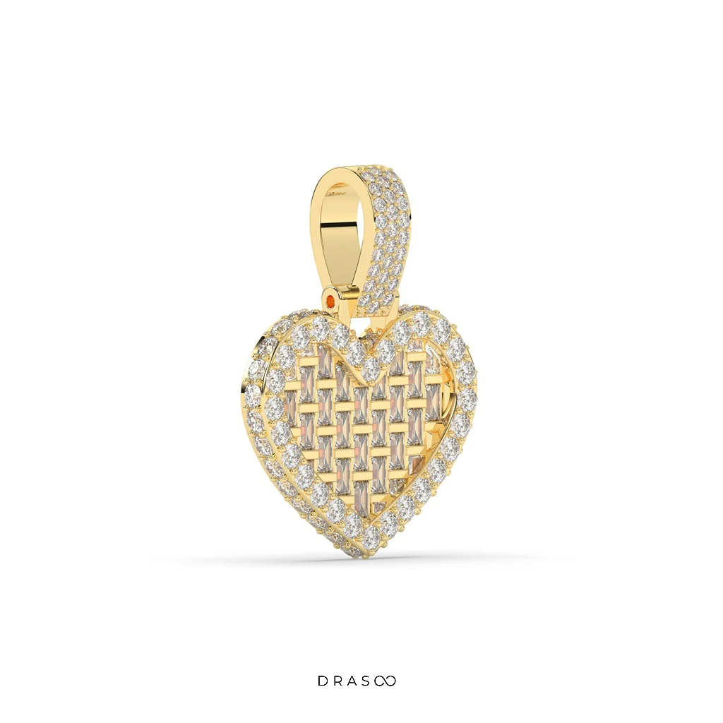 BAGUETTE HEART DIAMOND GOLD PENDANT