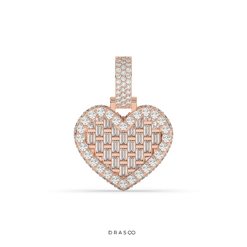 BAGUETTE HEART DIAMOND GOLD PENDANT