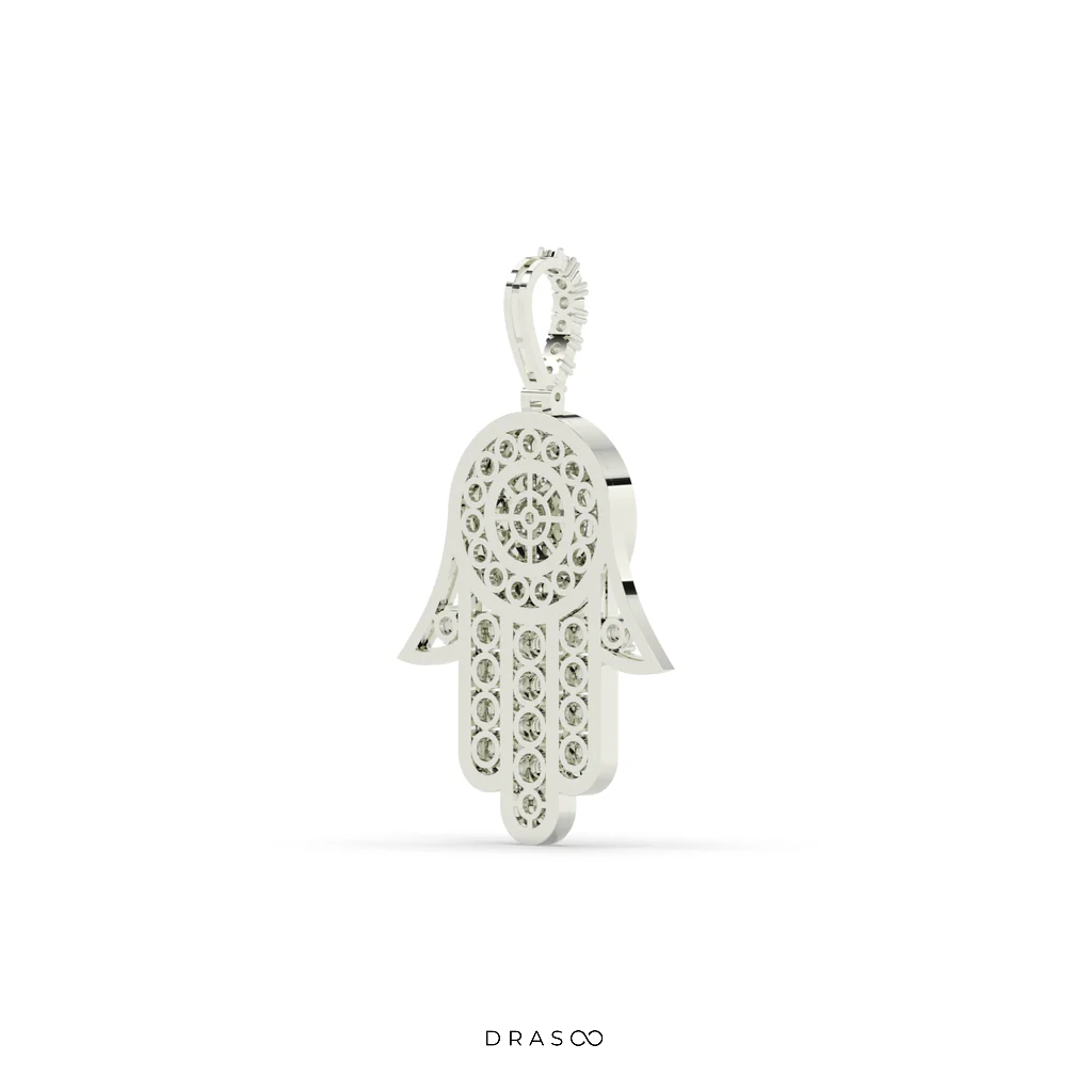 DIAMOND HAMSA PROTECTION HAND PENDANT