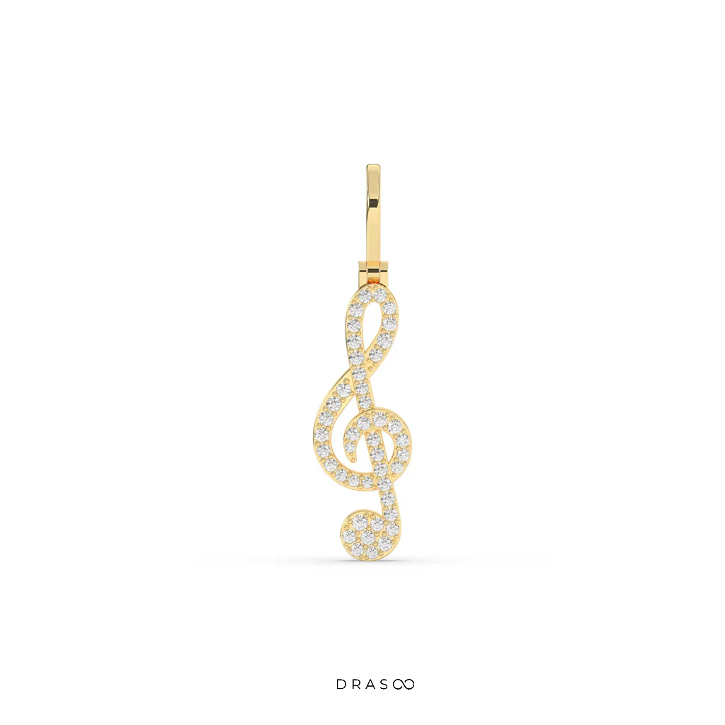 DIAMOND TREBLE CLEF MUSIC PENDANT