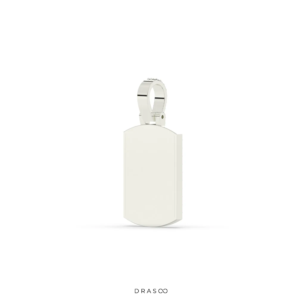 ICED RECTANGLE TAG NECKLACE