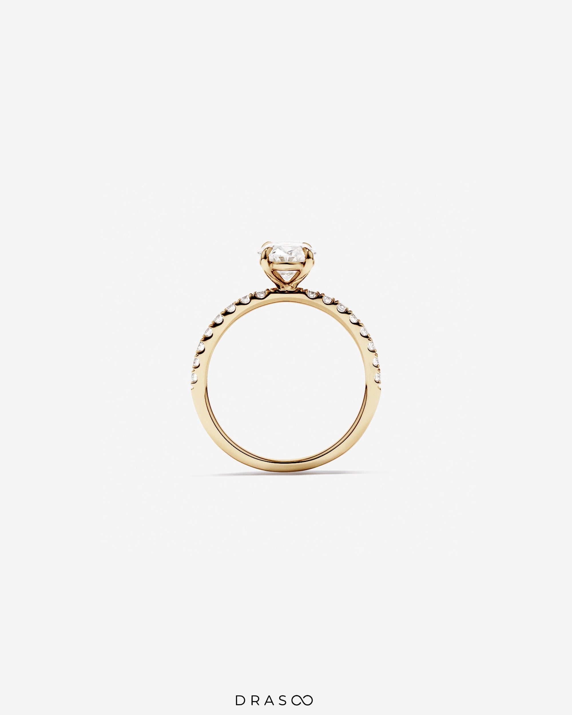 1.81 Carat TW Oval Lab-Grown Diamond Side Accent Engagement Ring in 14K Yellow Gold