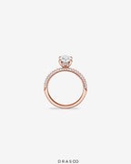 1.95 Carat TW Oval Cut Lab-Grown Diamond Side Accent Engagement Ring in 14K Rose Gold
