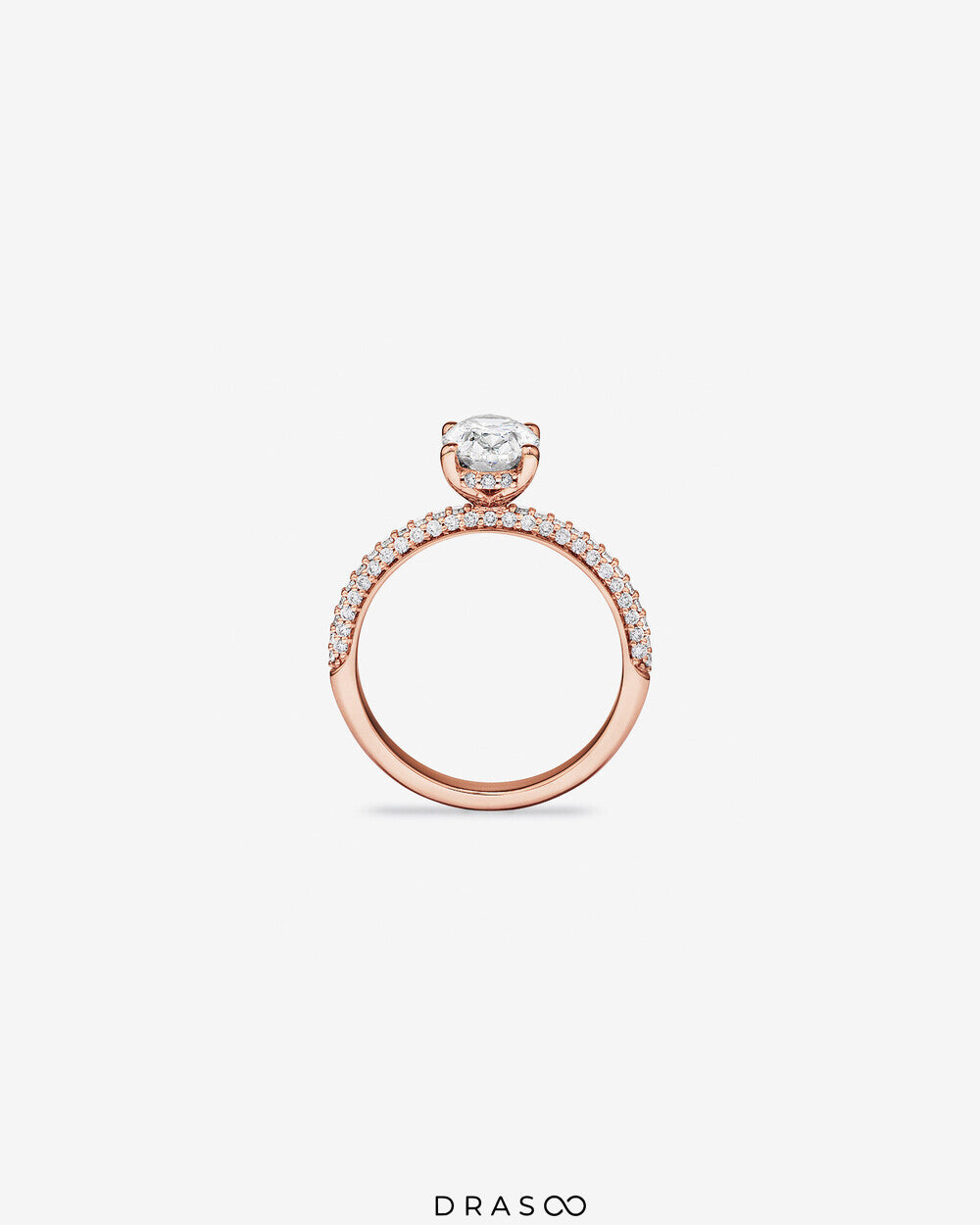 1.95 Carat TW Oval Cut Lab-Grown Diamond Side Accent Engagement Ring in 14K Rose Gold