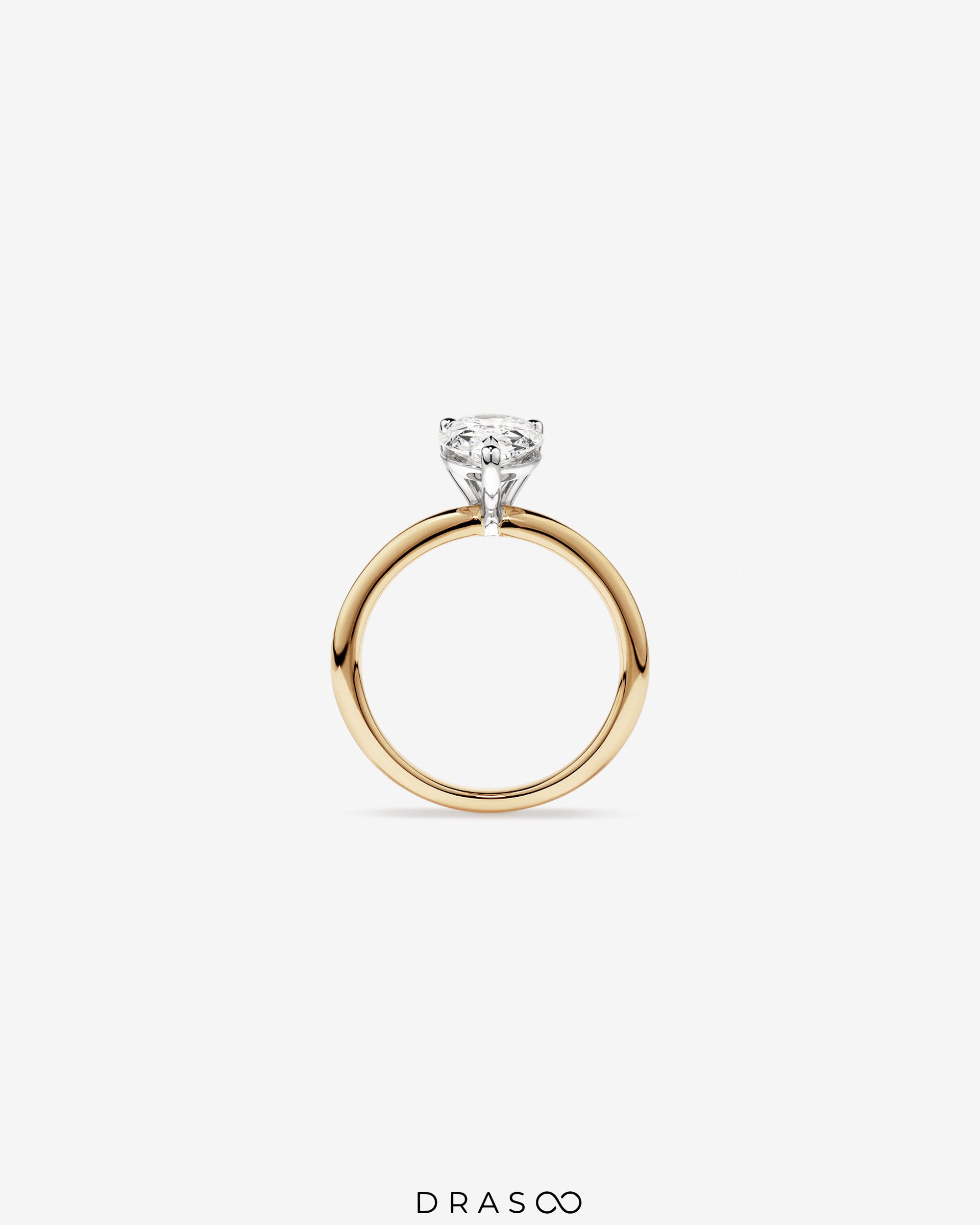 2.00 Carat TW Pear Cut Lab-Grown Diamond Solitaire Engagement Ring in 14K Yellow &amp; White Gold