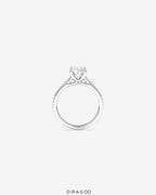 2.20 Carat TW Oval Cut Lab-Grown Diamond Side Accent Engagement Ring in 14K Yellow &amp; White Gold