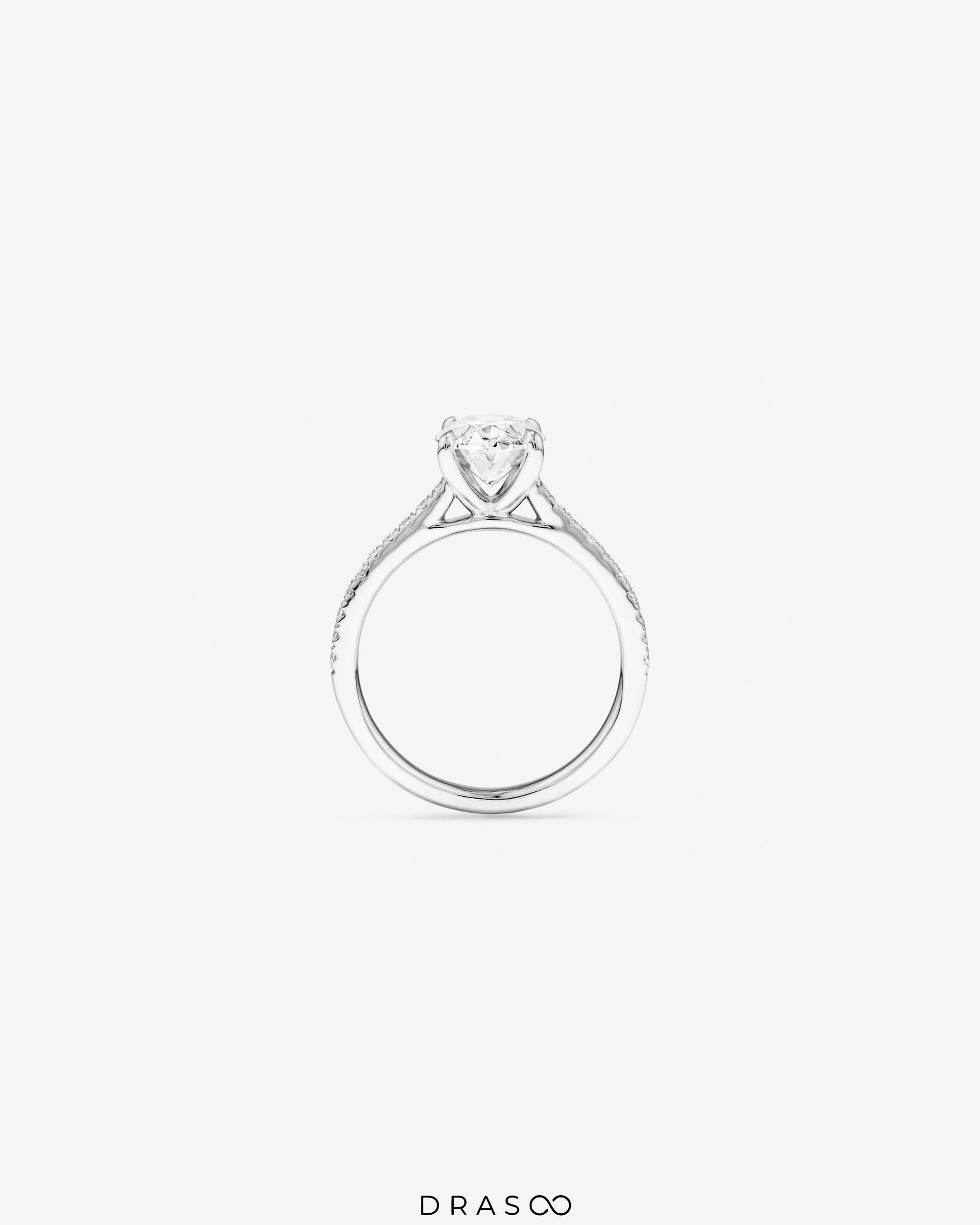 2.20 Carat TW Oval Cut Lab-Grown Diamond Side Accent Engagement Ring in 14K Yellow &amp; White Gold